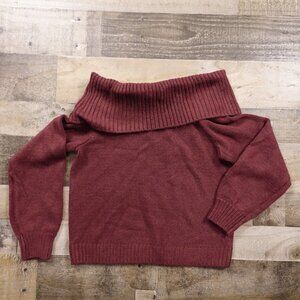 Abercrombie & Fitch Burgundy Off-the-Shoulder Sweater